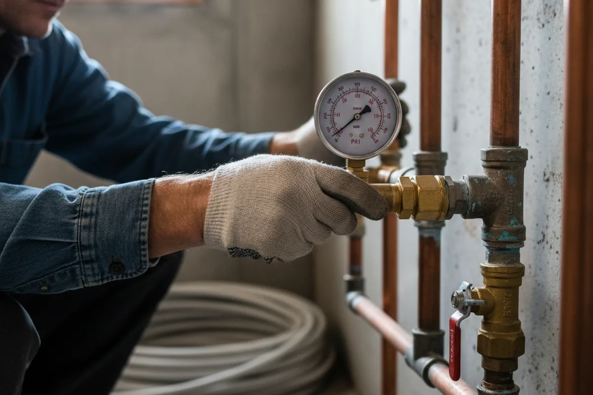 Pressure testing a repaired line during Water Line Repair in Melrose Park